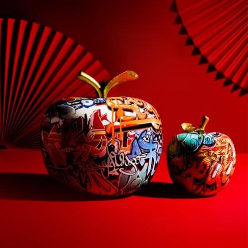 Modern Style Painted Apple Sculpture Living Room Sculpture Resin Crafts Christmas Eve Gifts