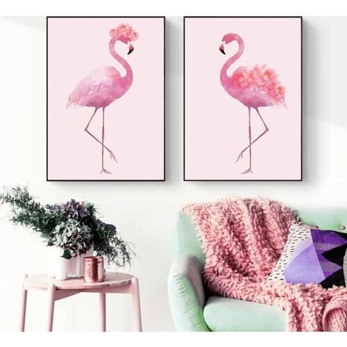 Fresh And Simple Animal Flamingo Canvas Painting Art Abstract Print Poster Picture Wall Living Room Bedroom Home Decoration