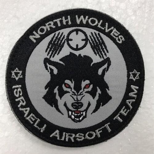 North Wolves Israeli Airsoft Team Military Army Tactical Embroidery Patches For Clothes Clothing Emblem Appliques Badges