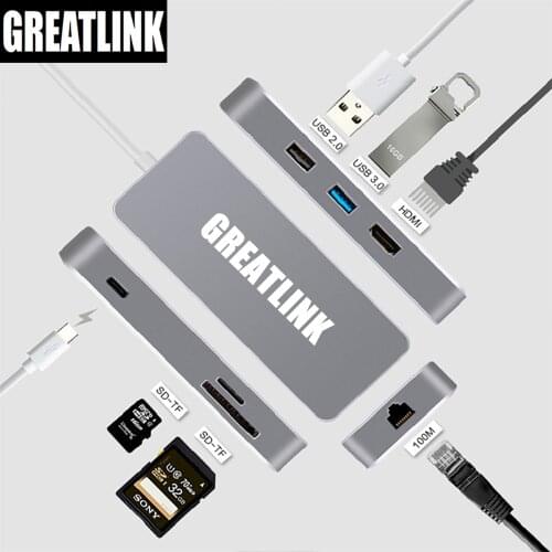 USB Type C 3.1 To HDMI Cable RJ45 Connector SD Card TF Slot PD Adapter USB-C Type-C Ethernet Cable RJ 45 Thunderbolt 3 hub dock