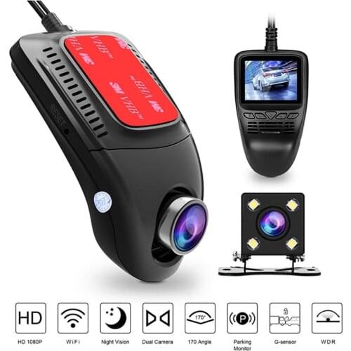 Car DVR 2.0" Full HD 1080P Wi-Fi Dual Lens Rear View DashCam Video Recorder Auto Camera Dash Cam DVRs Motion Detector Registrar