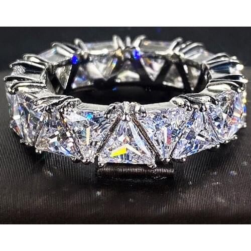 High Quality Wedding Band Rings For Women Personality Triangle Cubic Womens Promise Ring Female Jewelry Best Gift For Her