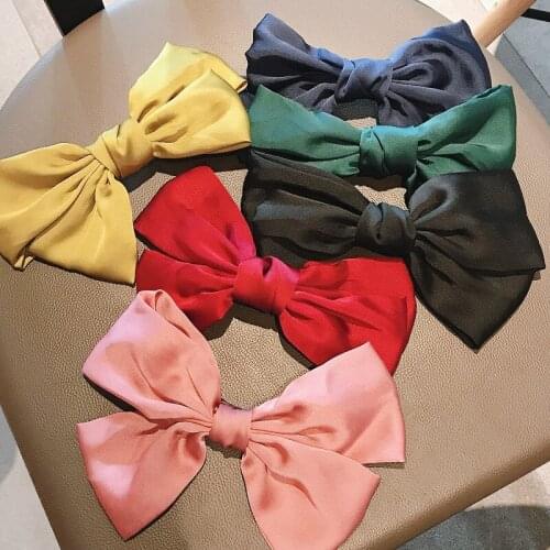 New fashion Cloth Sweet solid color big bow hairpin hair ring Barrettes Women girl Elastic Hair Bands hair accessoriesr Headwear