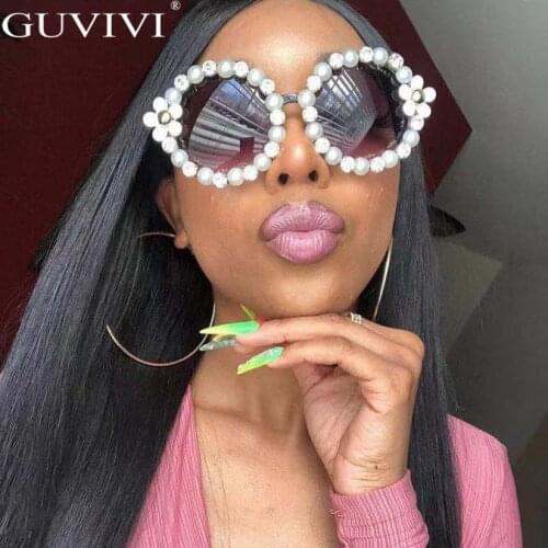 Pearl Rhinestone Round Sunglasses Women Sunglasses Vintage Diamond Luxury Brand Designer Men Sunglasses Retro Shades Sunglass