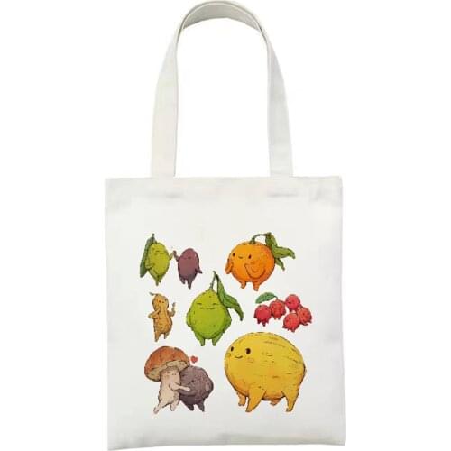 Fruit Vegetable Print Girls Fashion Casual Pacakge Handbag Large Capacity Girls Women Elegant Handbags Shoulder Canvas Bags