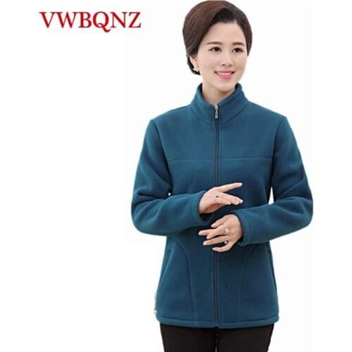 Autumn Winter Middle-aged Lady Jacket Coat Loose Long sleeve Plus velvet Warm Outerwear Large size L-5XL Female Casual Jackets