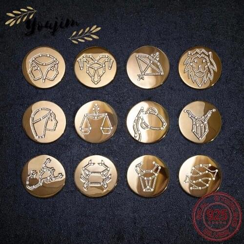 Fashion Trend Women Zircon 12 Constellation Yellow Pendant Necklace Luxury 925 Silver Monaco Exquisite Jewelry Gift