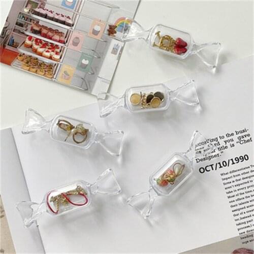 300Pcs Candy Modeling Mini Storage Box Ring Earring Jewelry Food Grade Plastic Portable Transparent Home Storage Case Lovely