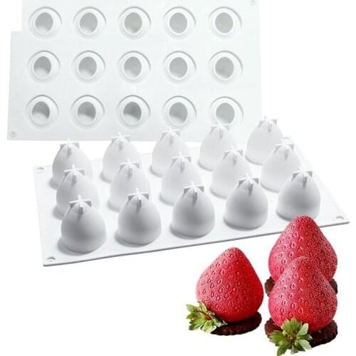 15 Hole Stawberry Pudding Silicone Cake Mold For Baking Mould Dessert Mousse Pan Bakeware Moule Decoration Tools