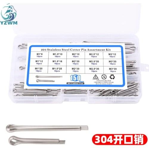 150pcs304 Stainless Steel Gb91 Split Pin M1-M3 Combination Set Box Pin Hairpin