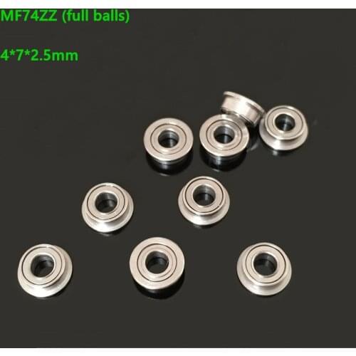 50/100/500pcs MF74ZZ Mini Flanged ball bearing 4x7x2.5 mm Shielded Miniature Ball Bearings 4x7x2.5 mm