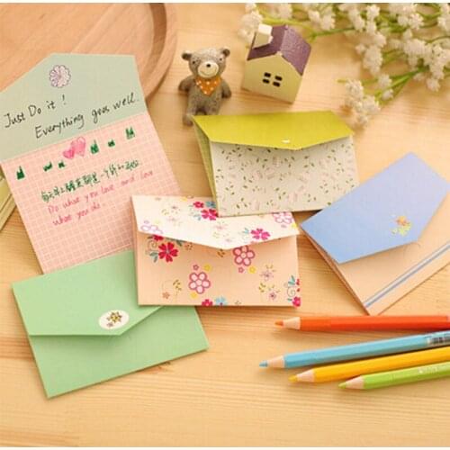 6 pcs/lot floral folding Storage thank you e11 e10 writing Student Supplies Letter Paper Envelope