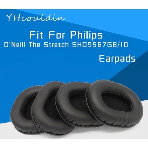 Earpads For Philips O'Neill The Stretch SHO9567GB/10 Headphone Accessaries Replacement Ear Cushions Wrinkled Leather Material