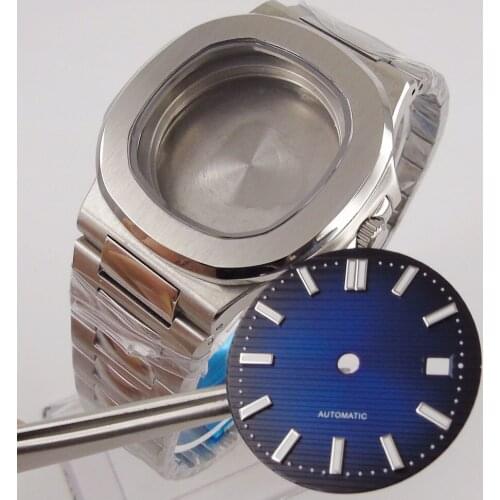 40mm Sapphire Glass solid stainless steel Watch Case + Watch Dial fit Miyota 8215 MingZhu 2813 movement