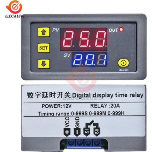 DC 12V AC 110 220V Digital Time Delay Relay Module Cycle delay Timer Red Blue Dual LED Display Timing Relay Switch for Auto Car