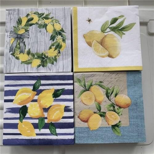 Decoupage wedding vintage serviettes paper napkins elegant tissue lemon bee birthday handkerchief party beautiful towel decor 20