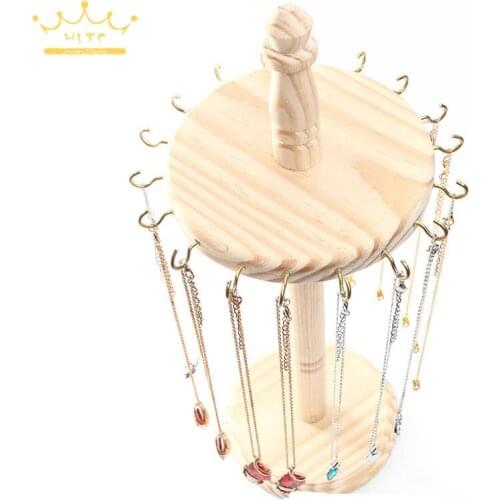Wood Necklace Display Jewelry Display Pendant Stand Exhibition Necklace Earrings Bracelet Storage Holder Necklace Rack Showcase