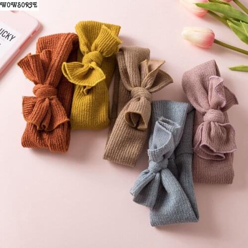 Baby Heaband Soft Knitted Cotton Rabbit Ear Girl Headbands Elastic hair band Newborn baby Hair Accessories Hair Band headwear