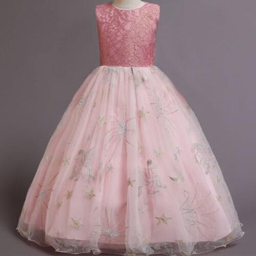 Kids Long Wedding Dress Fluffy Net Gauze Princess Europe And The United States Childrens Clothing Girls Printed Costumes