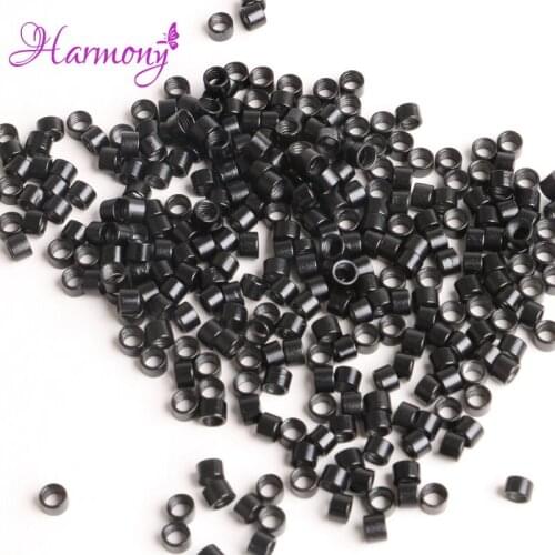 Harmony 1000Pcs/Bottle Screw Micro Rings 4.5*3.0*3.0MM #1 Black Micro Crimp Beads Micro Bead Hair Extensions Accessories