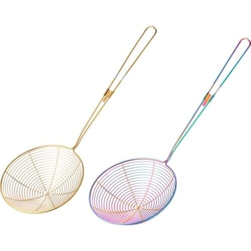 Hot Sale 13.5cm Kitchen Colander Stainless Steel Skimmer Thick Lines Mesh Colander Food Oil-Frying BBQ Cooking Tools