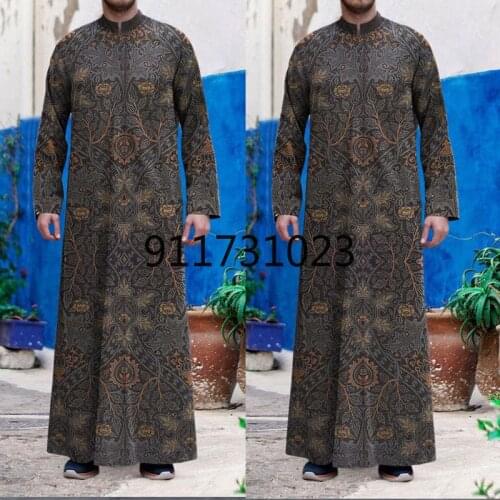 Eid Ramadan Men Abaya Dubai Turkey Indianislamic Clothing 2021 New Muslim Fashion Long Sleeve Robe Casual Loose Soft Dress