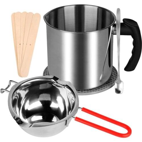 Candle Making Pouring Pot Kit,Wax Melting Pot and Boiler Pot with Heat-Resisting Handle,and 12 Candle Making Tools