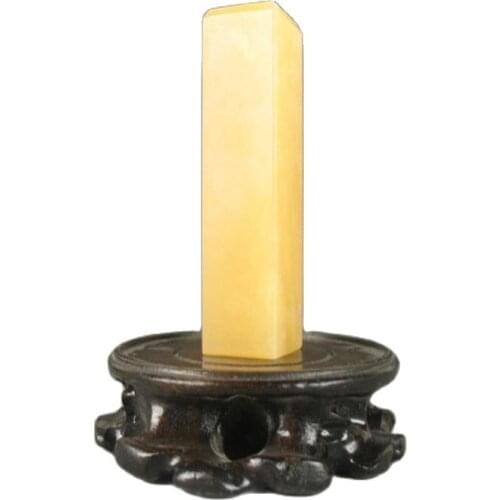 Exquisite rice topaz original stone seal with carving good gifts