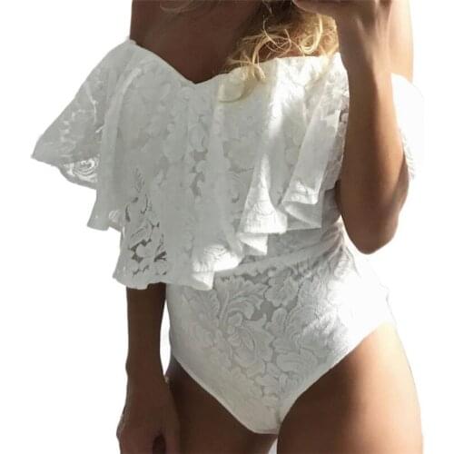 Summer Jumpsuit Women Draped Ruffle Short Sleeves Body White Bodysuits Women Sexy Rompers Overalls Combinaison Femme *50