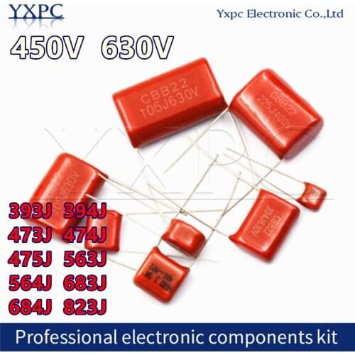 10pcs CBB22 polypropylene film capacitor 450V 630V 393J 394J 473J 474J 475J 563J 564J 683J 684J 823J 0.47uf 0.047uf