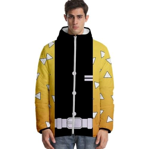 Anime Demon Slayer Cosplay Costume Hooded Padded Warm Winter Jackets Women Men Parka