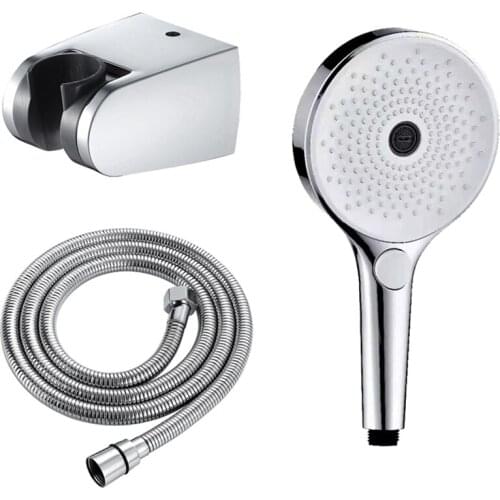Bathroom Round ABS Hand Shower With Base And 1.5M Stainless Steel Hose Household Hand Shower Set
