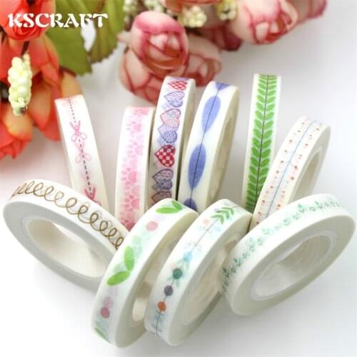 KSCRAFT 8mm*10m Adhesive Tape for Scrapbooking DIY Craft Sticky Deco Masking Japanese Paper Washi Tape Color Series