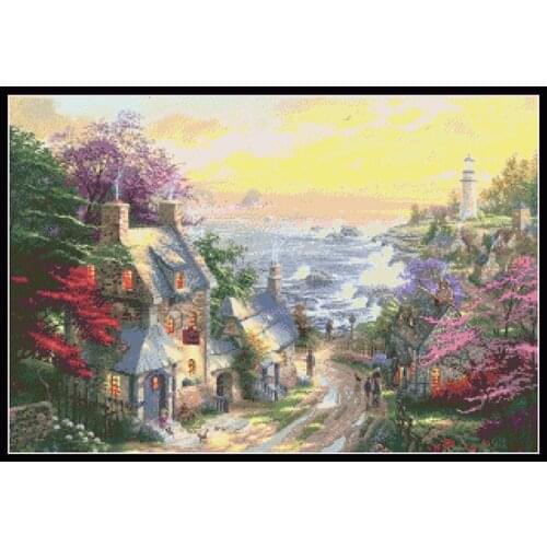 Soul Harbor Cross Stitch Pattern Kits Printed Canvas 11CT 14CT Needlework Sets DIY Landscape Embroidery Home Decoration Painting