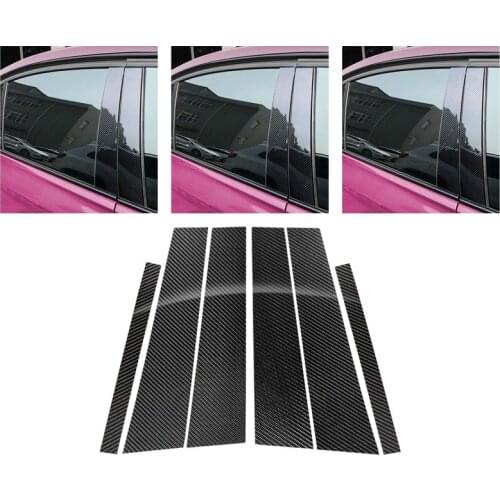 Mutips Carbon Fiber Car Window B C Pillar Sticker Trim Cover Emblem Accessories Styling For Mercedes Benz C class 2015-2018