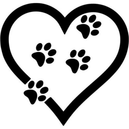 12.7*12.1CM Heart With Dog Or Cat Paws Window Decal Lovely Creative Car Sticker Black/Silver C6-1049