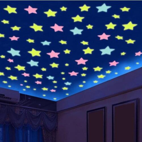 50PCS 3D Stars Glow In The Dark Wall Stickers Luminous Fluorescent Wall Stickers For Kids Baby Room Bedroom Ceiling Home Decor
