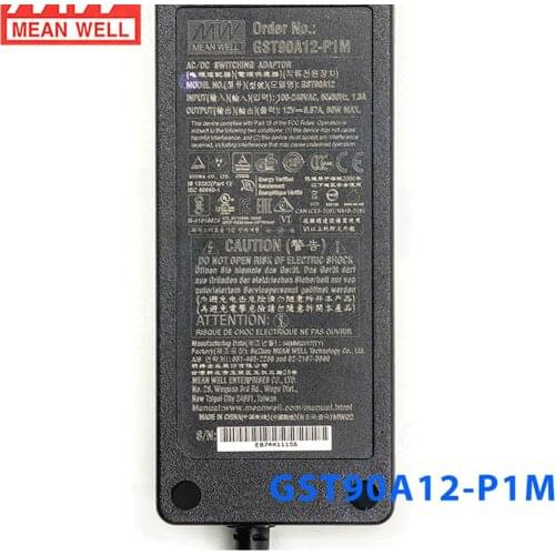 Steady MEAN WELL GST90A12-P1M 12V 6.67A meanwell GST90A 80W AC-DC Industrial Adaptor 3 plug energy-saving Replace GS