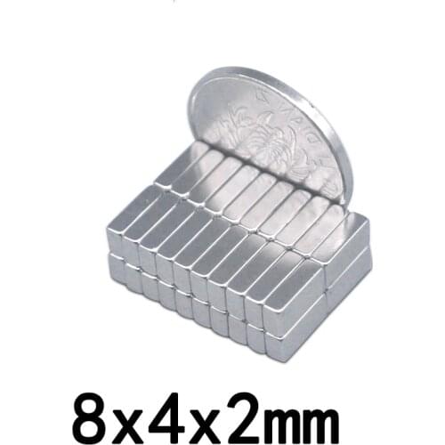 20/50/100 pcs neodymium permanent magnet Permanent Neodymium N35 Magnet Strong 8x4x2mm Small Block Magnet 8*4*2 mm