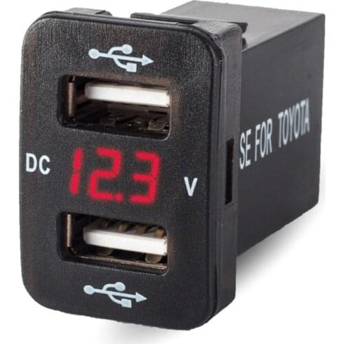 New Dual USB Car Socket Charger 12-24V Voltmeter LED USB Car Accessories Power Adapter For Toyota Quick Charge For Mobile Phone
