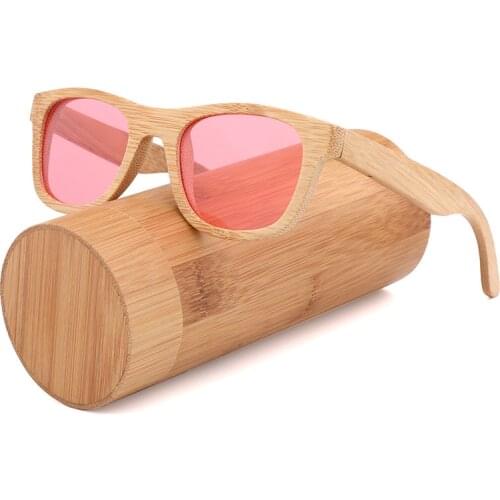 New Style Natural Bamboo Wooden Sunglasses Women Handmade Polarized Lenses Eyewear With Gift Box Retro