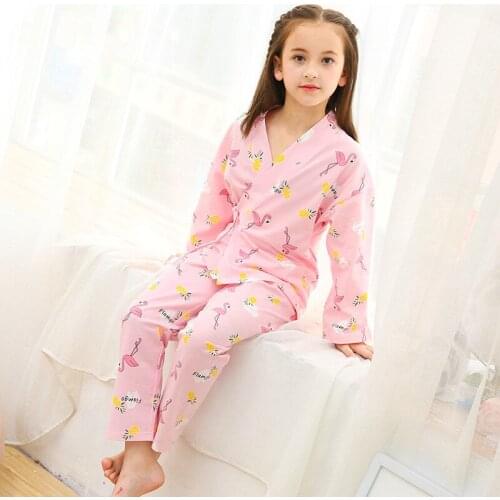 H5683 Girls Pajamas Spring Autumn Thin Cotton Long Sleeve Sleepwear Homewear Suit Teenager Cartoon Comfortable Sweet Nightwear