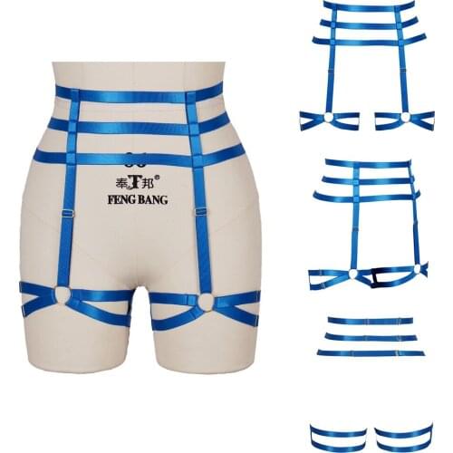 Punk Goth Stockings Garter Belts Cage Strappy Thigh Sexy Suspender Elastic Bandage Body Harness Women Waist Lingerie Sword Belt