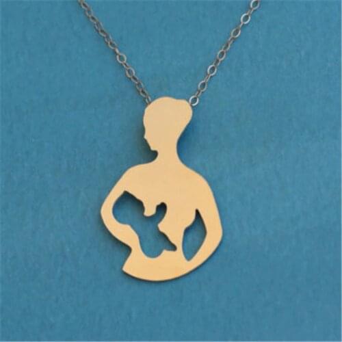 Lovely Breastfeeding Mother and Baby pendant Choker Necklace for women fashion pretty chain charm Christmas jewelry gift