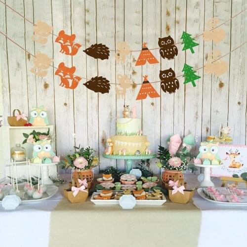 Lovely Forest Animal Bunting Banner Kids Birthday Baby Shower Party Decor Prop Drop Shipping