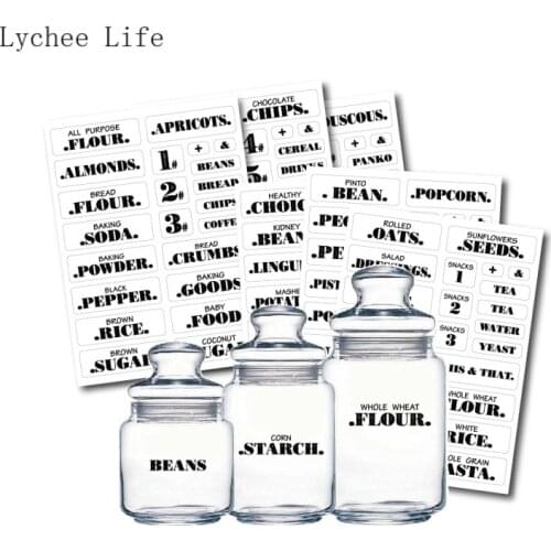 Lychee Life 132Pcs Transparent Waterproof Pantry Stickers Food Jar Labels for Pantry Organization Kitchen Tools