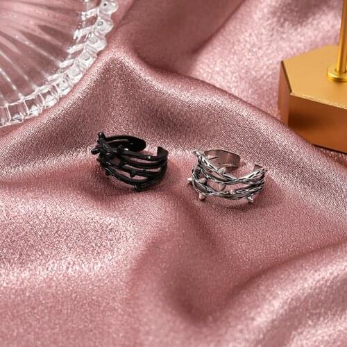 Exquisite Star Zircon Adjustable Opening Ring Individual Design Hollow Feather Ring Retro Branch Multi-layer Cross Finger Ring