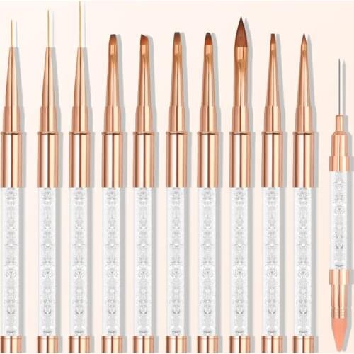 Nail Art Rose Gold Electroplated Rod Sculpture Pen Diamond Drawing Nail Pen Crystal Light Therapy Pen Double Point Drill Tools