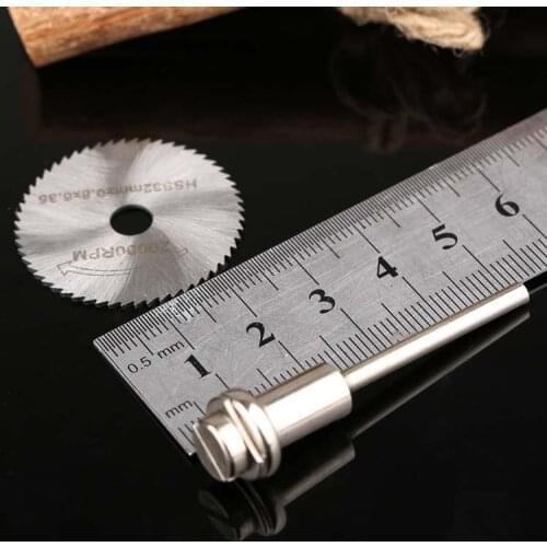 HSS 32mm Steel Rotary Tools Circular Saw Blade Cutter Cutting Cut Off Wheel Disc w/ Mandrel for ABS Wood Plastic Cutter