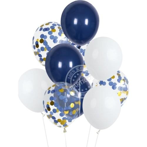 12pcs 12inch white Navy Blue Balloons blue gold Confetti Wedding Decor dark blue Balloon Birthday Party Decorations Kids Globos